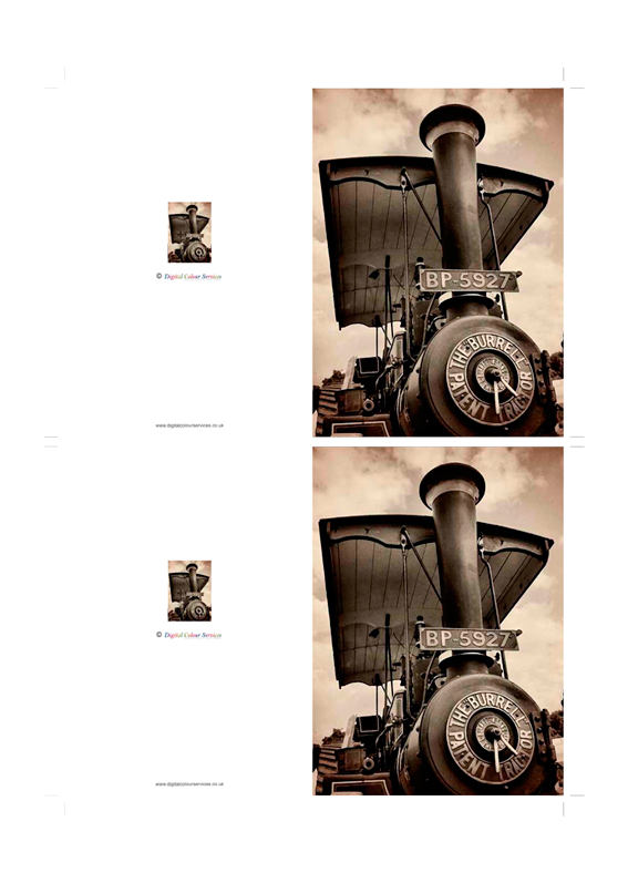 An example of a press sheet showing two imposed images without bleed